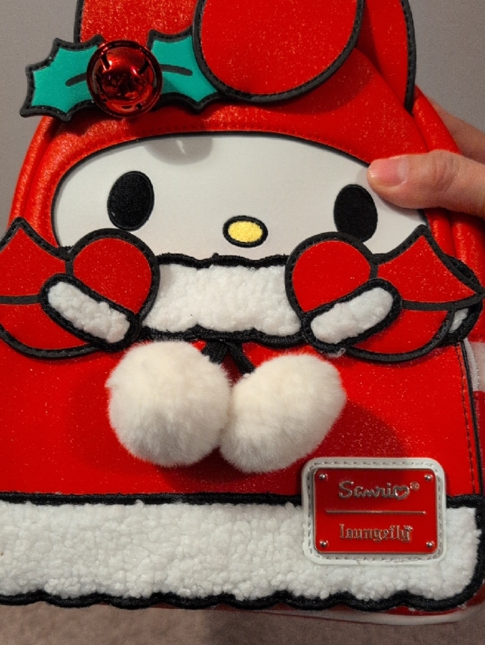Loungefly Sanrio My Melody Christmas Holiday Mini Backpack in Red & White - Picture 6 of 11